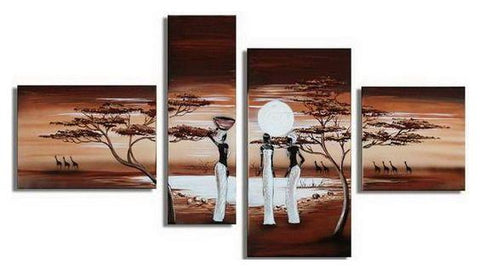 African Sunset Painting, African Painting, Living Room Wall Art, Canvas Art Painting, Landscape Canvas Paintings-Grace Painting Crafts
