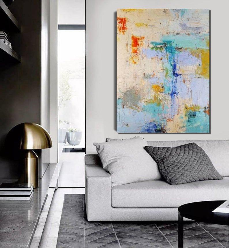Extra Large Paintings for Bedroom, Abstract Acrylic Painting, Hand Painted Wall Painting, Modern Abstract Art-Grace Painting Crafts