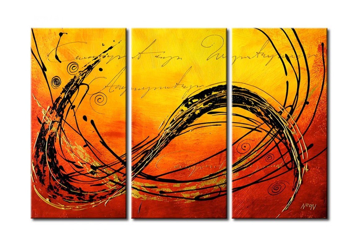 3 Piece Modern Contemporary Paintings, Acrylic Abstract Wall Art, Hand Painted Panel Art