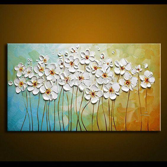 Flower Paintings, Texture Painting, Palette Knife Painting, Acrylic Flower Art, Wall Art Paintings-Grace Painting Crafts
