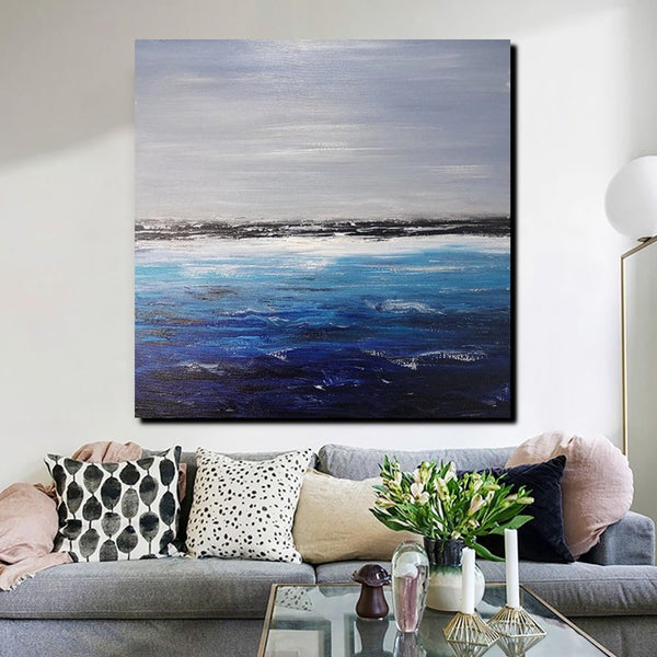 Large Paintings for Dining Room, Bedroom Wall Painting, Original Landscape Paintings, Simple Acrylic Paintings, Seascape Canvas Paintings-Grace Painting Crafts