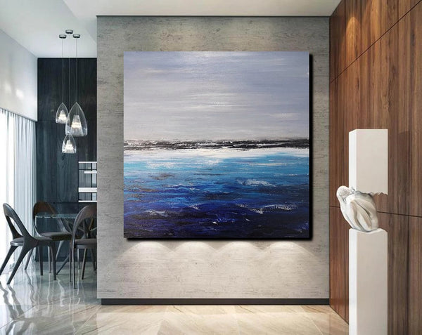 Large Paintings for Dining Room, Bedroom Wall Painting, Original Landscape Paintings, Simple Acrylic Paintings, Seascape Canvas Paintings-Grace Painting Crafts