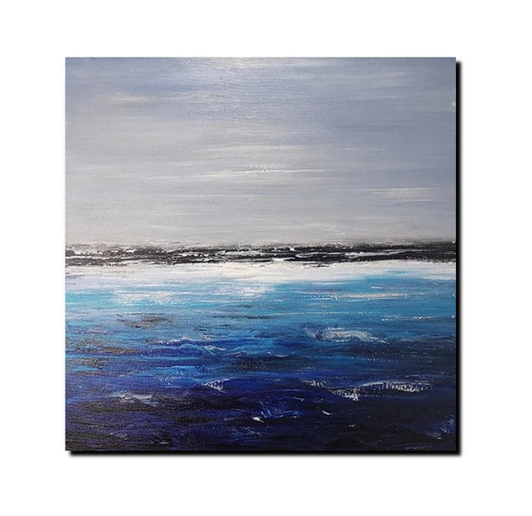 Large Paintings for Dining Room, Bedroom Wall Painting, Original Landscape Paintings, Simple Acrylic Paintings, Seascape Canvas Paintings-Grace Painting Crafts