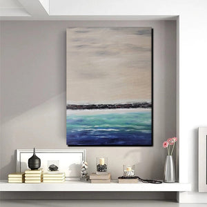 Simple Modern Art, Seascape Canvas Painting, Living Room Wall Art Ideas, Landscape Acrylic Paintings, Large Paintings for Dining Room-Grace Painting Crafts
