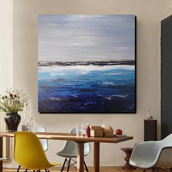 Large Paintings for Dining Room, Bedroom Wall Painting, Original Landscape Paintings, Simple Acrylic Paintings, Seascape Canvas Paintings-Grace Painting Crafts
