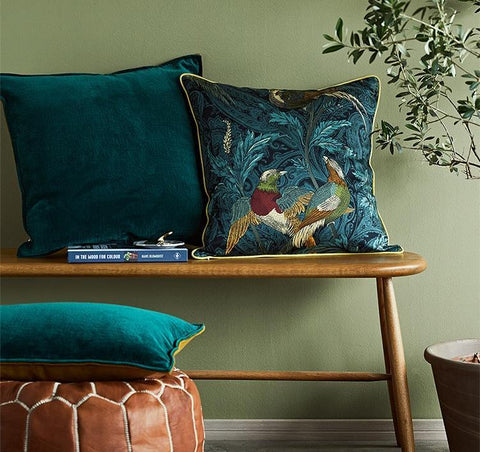 Nightingales Cotton Pillow Cover, Beautiful Decorative Throw Pillows, Decorative Sofa Pillows for Living Room, Bird Decorative Pillows-Grace Painting Crafts