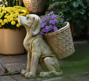 Large Dog Flowerpot, Resin Statue for Garden, Modern Dog Animal Statue for Garden Ornaments, Villa Outdoor Decor Gardening Ideas-Grace Painting Crafts