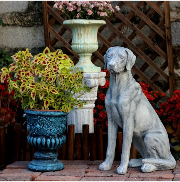 Large Dog Statue for Garden, Sitting Dog Statues, Pet Statue for Garden Courtyard Ornament, Villa Outdoor Decor Gardening Ideas-Grace Painting Crafts