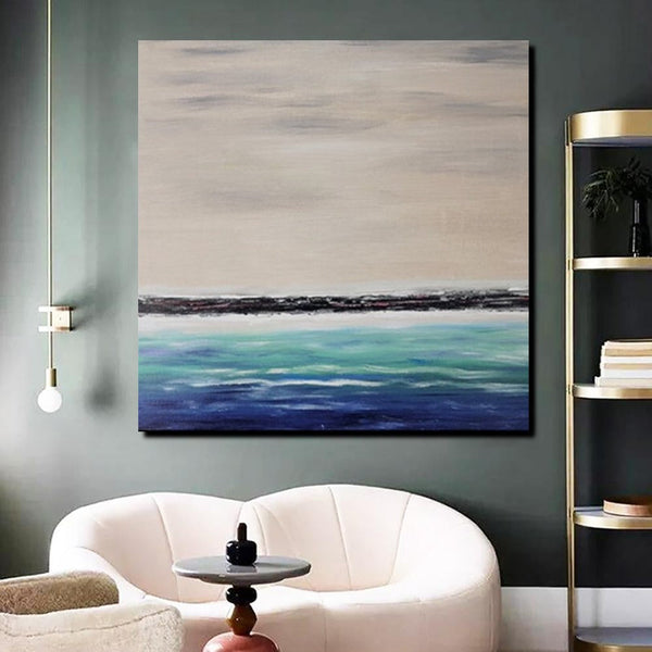 Living Room Wall Art Painting, Original Landscape Paintings, Large Paintings for Sale, Simple Abstract Paintings, Seascape Acrylic Paintings-Grace Painting Crafts