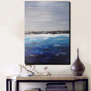 Beach Landscape Painting, Seascape Canvas Painting, Bedroom Wall Art Painting, Landscape Canvas Paintings, Large Paintings for Sale-Grace Painting Crafts