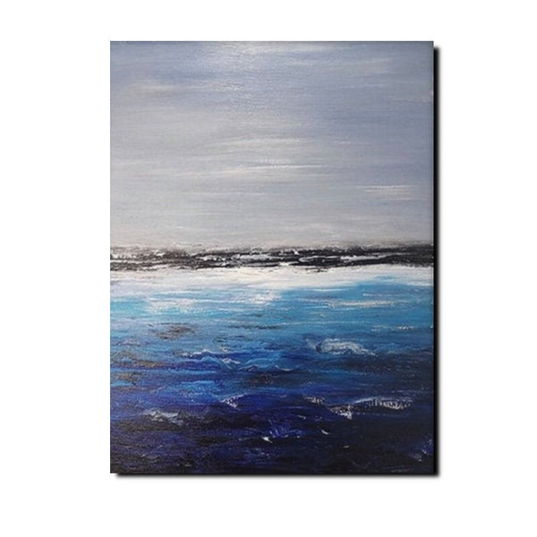 Beach Landscape Painting, Seascape Canvas Painting, Bedroom Wall Art Painting, Landscape Canvas Paintings, Large Paintings for Sale-Grace Painting Crafts