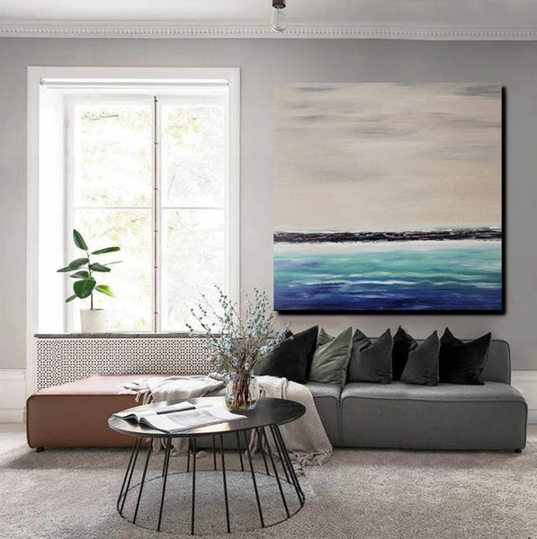 Living Room Wall Art Painting, Original Landscape Paintings, Large Paintings for Sale, Simple Abstract Paintings, Seascape Acrylic Paintings-Grace Painting Crafts