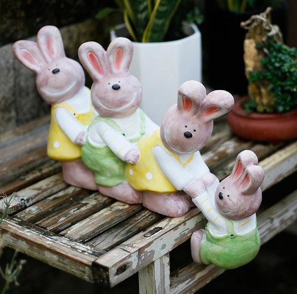 Lovely Rabbits Statues, Cute Rabbits in the Garden, Animal Resin Statue for Garden Ornament, Outdoor Decoration Ideas, Garden Ideas-Grace Painting Crafts