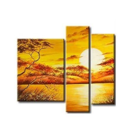 Landscape Canvas Paintings, Tree Sunset Painting, Buy Paintings Online, Yellow Canvas Painting, Acrylic Painting for Sale-Grace Painting Crafts