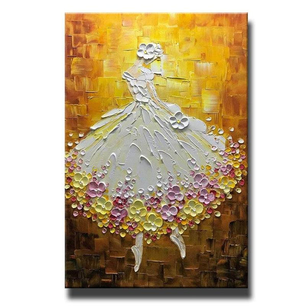 Modern Paintings, Contemporary Art, Texture Artwork, Palette Knife Canvas Paintings, Ballet Dancer Painting, Acrylic Painting Abstract-Grace Painting Crafts