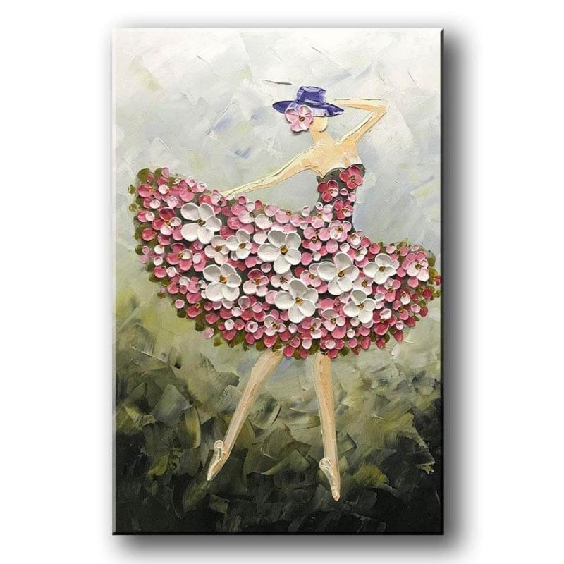 Acrylic Painting Abstract, Pretty Woman Painting, Modern Contemporary Paintings, Palette Knife Painting-Grace Painting Crafts