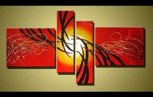 Red Abstract Art, 4 Piece Canvas Art, Acrylic Painting for Sale, Contemporary Art-Grace Painting Crafts