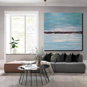Large Paintings for Sale, Simple Abstract Paintings, Seascape Acrylic Paintings, Living Room Wall Art Painting, Original Landscape Paintings-Grace Painting Crafts