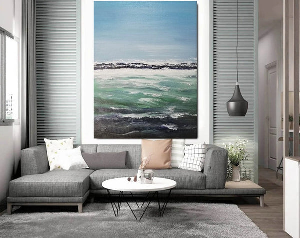 Original Landscape Paintings, Seashore Painting, Living Room Wall Art Paintings, Large Original Paintings, Hand Painted Artwork-Grace Painting Crafts
