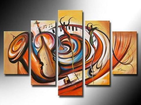 Hand Painted Canvas Painting, Music Painting, Large Abstract Painting, Acrylic Painting on Canvas-Grace Painting Crafts