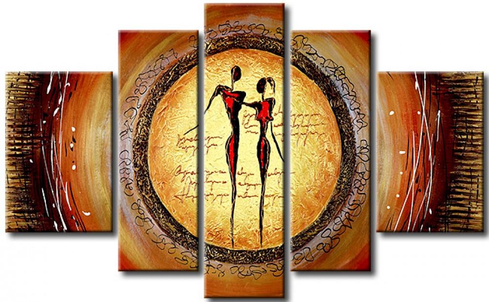 Abstract Art of Love, Acrylic Modern Paintings, 5 Piece Wall Art Painting, Paintings for Living Room, Acrylic Painting for Sale-Grace Painting Crafts