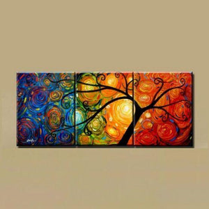 Canvas Painting, Abstract Art Painting, 3 Piece Canvas Art, Tree of Life Painting, Large Group Painting-Grace Painting Crafts
