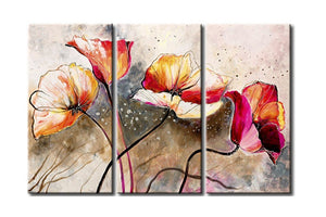 Flower Paintings, 3 Piece Wall Painting, Modern Contemporary Paintings, Acrylic Flower Paintings, Wall Art Paintings-Grace Painting Crafts
