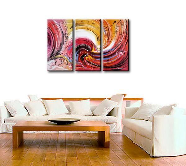 Colorful Lines Painting, Abstract Canvas Painting, Dining Room Wall Art Paintings, 3 Piece Art Painting, Modern Abstract Wall Art-Grace Painting Crafts