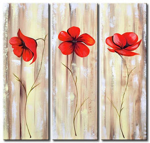 Red Flower Painting, Acrylic Flower Paintings, Acrylic Wall Art Painting, Modern Contemporary Paintings-Grace Painting Crafts