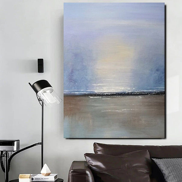 Study Room Wall Art Painting, Abstract Landscape Painting, Seascape Canvas Painting, Hand Painted Artwork, Large Paintings on Canvas-Grace Painting Crafts