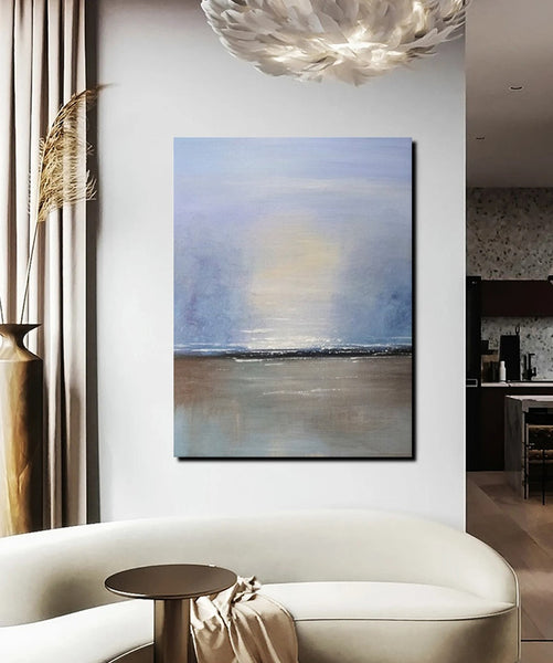 Study Room Wall Art Painting, Abstract Landscape Painting, Seascape Canvas Painting, Hand Painted Artwork, Large Paintings on Canvas-Grace Painting Crafts