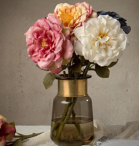 Rose Flower Arrangement, Silk Flower Centerpiece, Artificial Flower Decor, Wedding Decor, Faux Flower-Grace Painting Crafts