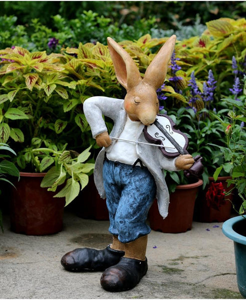 Bunny Flower Pot, Villa Outdoor Decor Gardening Ideas, House Warming Gift, Garden Courtyard Ornament, Large Rabbit Statue for Garden-Grace Painting Crafts