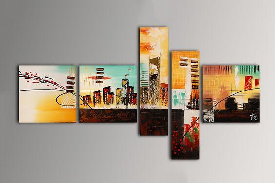 Cityscape Painting, Living Room Wall Art, Modern Paintings, Contemporary Wall Art Painting, Acrylic Artwork-Grace Painting Crafts