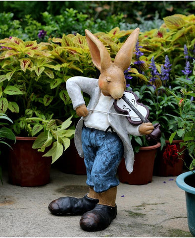 Garden Courtyard Ornament, Large Rabbit Statue for Garden, Bunny Flower Pot, Villa Outdoor Decor Gardening Ideas, House Warming Gift-Grace Painting Crafts