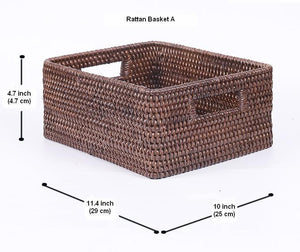 Rectangular Storage Baskets, Storage Baskets for Kitchen, Large Brown Woven Storage Baskets, Storage Baskets for Shelves-Grace Painting Crafts