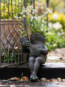 Garden Animal Statues, Unique Modern Garden Sculptures, Frog Flowerpot for Garden Decoration, Beautiful Cute Frog Statues, Creative Villa Outdoor Gardening Ideas-Grace Painting Crafts