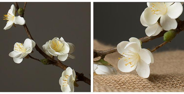 White and Pink Plum Artificial Flowers, Artificial Botany Plants, Silk Flower Arrangement, Plum Flower, Simple Flower Arrangement for Home Decoration-Grace Painting Crafts