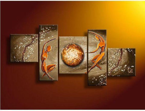 Abstract Art of Love, Modern Abstract Paintings, Bedroom Room Wall Art Paintings, 5 Piece Canvas Painting, Love Abstract Painting-Grace Painting Crafts