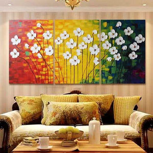 Flower Paintings, Acrylic Flower Painting, 3 Piece Wall Art, Palette Knife Painting, Texture Artwork-Grace Painting Crafts