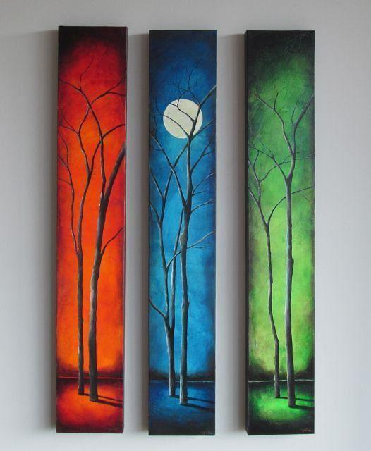 Tree Painting, Moon Painting, Hand Painted Canvas Painting, Bedroom Wall Art Painting, Acrylic Artwork-Grace Painting Crafts