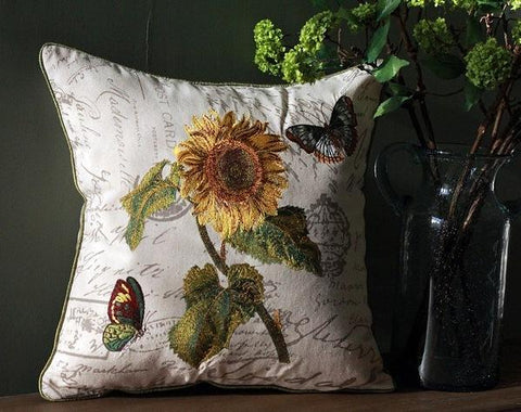 Sunflower Pillow, Spring Flower Pillow, Cotton and Linen Pillow Cover, Rustic Sofa Pillows for Living Room, Decorative Throw Pillows for Couch-Grace Painting Crafts
