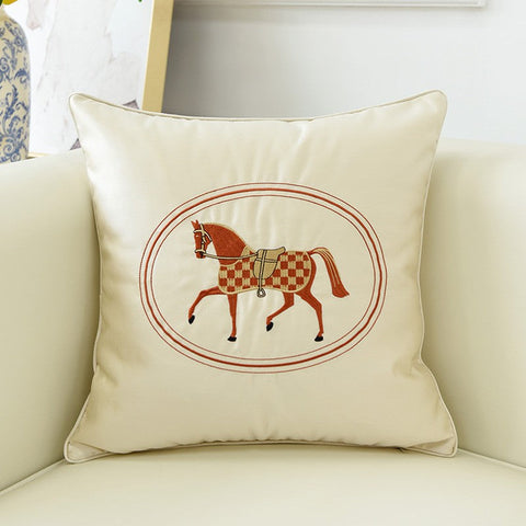 Horse Decorative Throw Pillows for Couch, Modern Decorative Throw Pillows, Embroider Horse Pillow Covers, Modern Sofa Decorative Pillows-Grace Painting Crafts