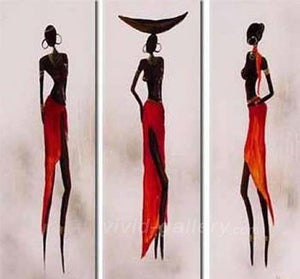 African Woman Painting, Canvas Painting, Abstract Art, Abstract Painting, Acrylic Art, 3 Piece Wall Art-Grace Painting Crafts