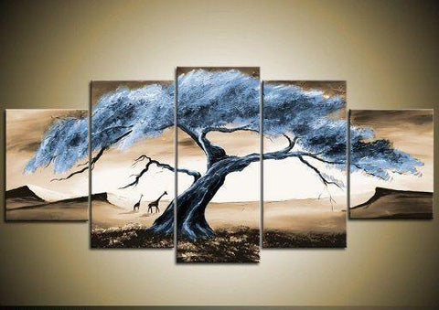 Large Acrylic Painting, Tree of Life Painting, Abstract Painting on Canvas, 5 Piece Canvas Art, Landscape Canvas Paintings, Buy Paintings Online-Grace Painting Crafts