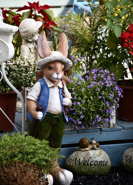 Garden Courtyard Ornaments, Large Rabbit Statue for Garden, Villa Outdoor Decor Gardening Ideas, Bunny Flowerpot, Modern Garden Sculptures-Grace Painting Crafts