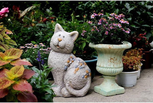 Large Lovely Cat Statue for Garden Courtyard Ornament, Animal Statue, Villa Outdoor Decor Gardening Ideas-Grace Painting Crafts
