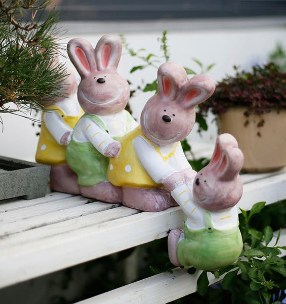 Lovely Rabbits Statues, Cute Rabbits in the Garden, Animal Resin Statue for Garden Ornament, Outdoor Decoration Ideas, Garden Ideas-Grace Painting Crafts