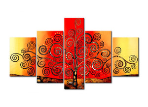Acrylic Modern Paintings, Tree of Life Painting, 5 Piece Wall Art, Paintings for Living Room, Tree Painting-Grace Painting Crafts