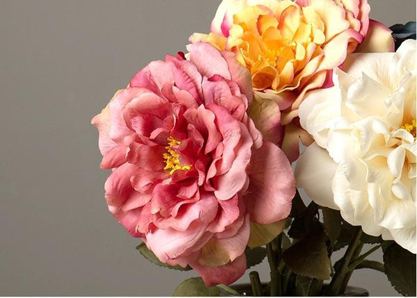 Rose Flower Arrangement, Silk Flower Centerpiece, Artificial Flower Decor, Wedding Decor, Faux Flower-Grace Painting Crafts